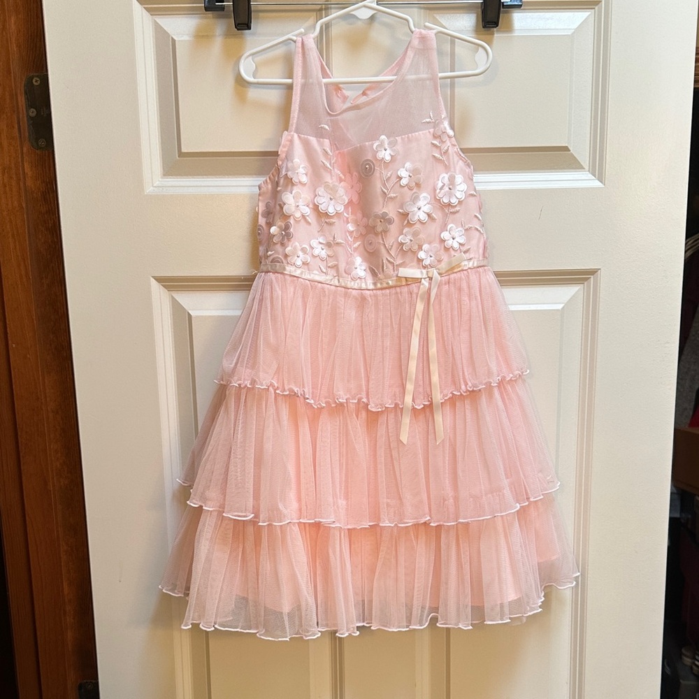 Jona Michelle Pink Floral Tiered Dress